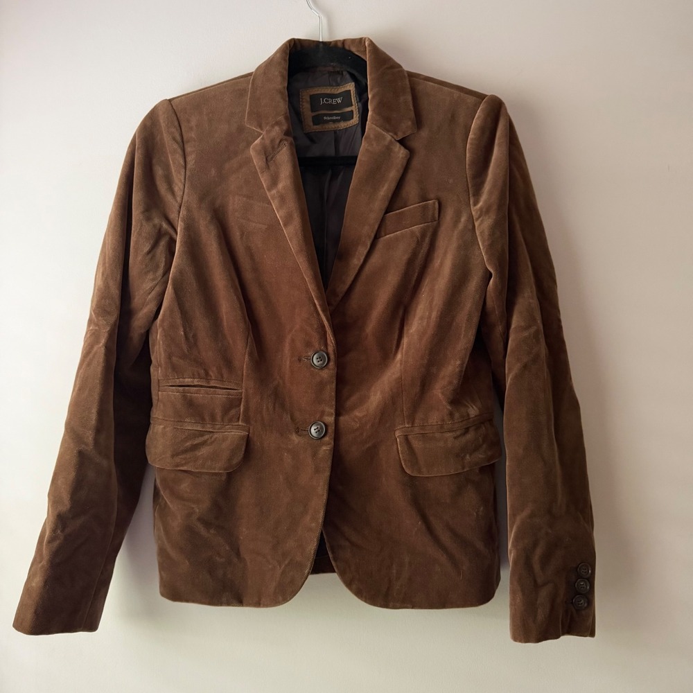 J.Crew Schoolboy Blazer Womens 10 Brown Good Velvet Tailored 29928
